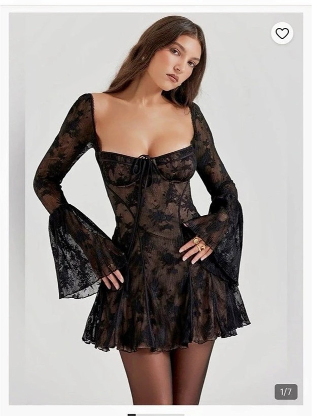 For Love & Lemons Regina Mini Dress Black Floral house of CB Dress